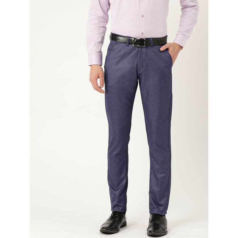 SOJANYA Men Cotton Blend Royal Blue Formal Trousers (30)