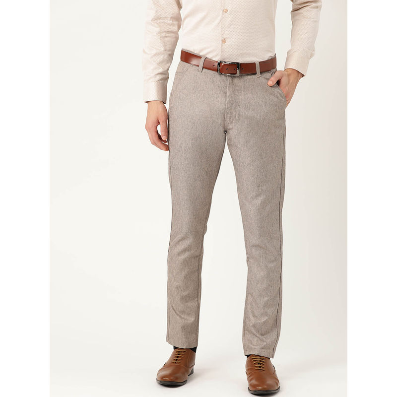 SOJANYA Men Cotton Blend Peach Formal Trousers (30)