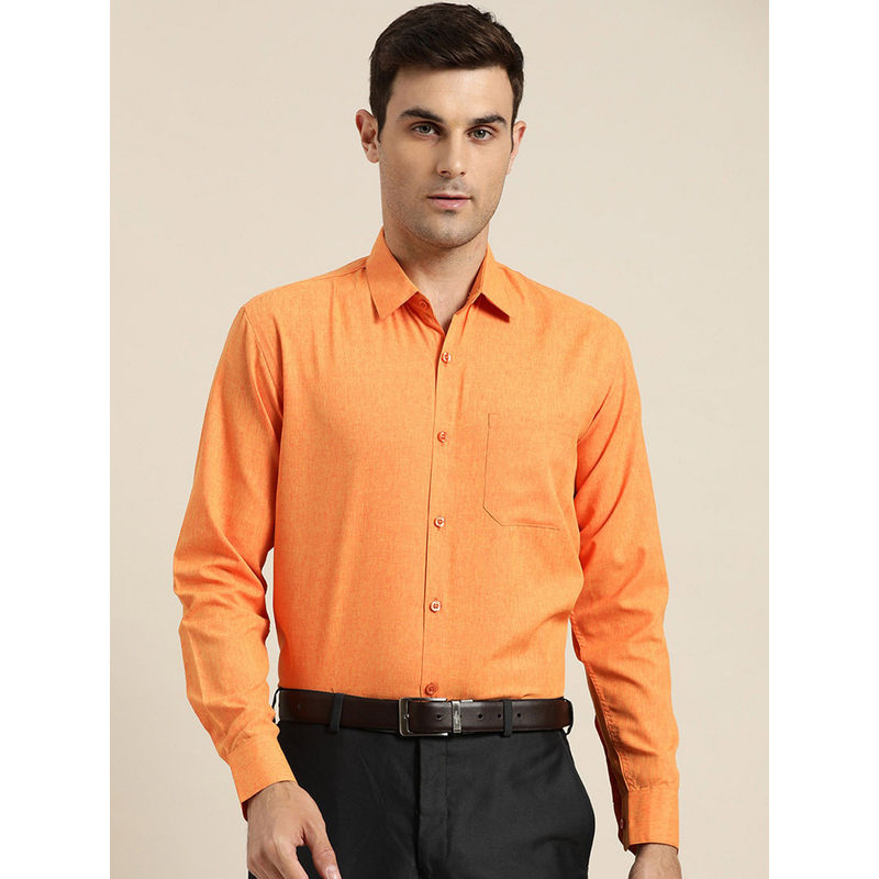 SOJANYA Cotton Orange Casual Classic Shirt (38)