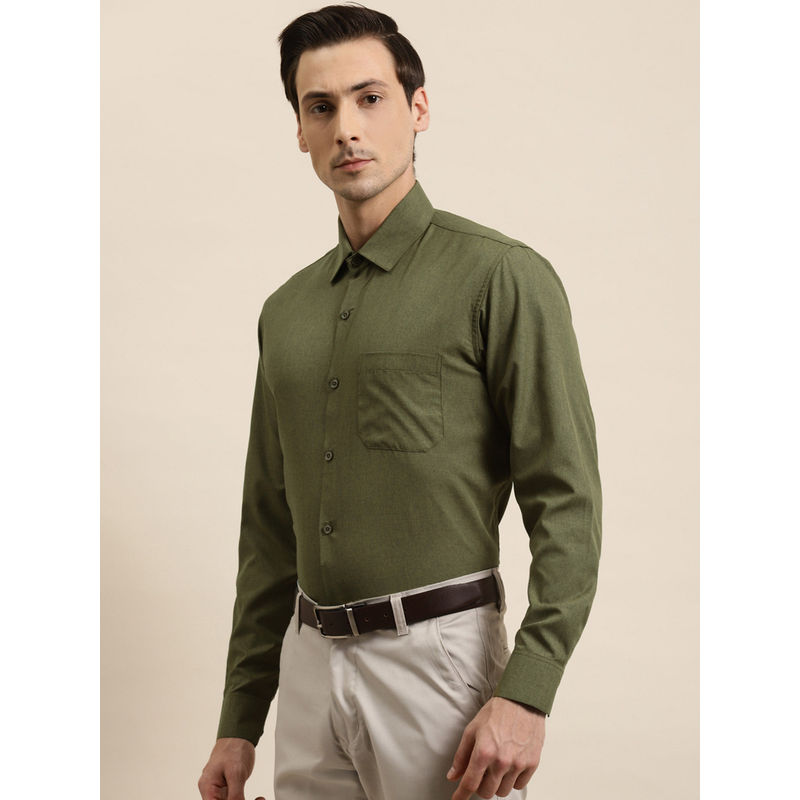 SOJANYA Cotton Olive Green Formal Classic Shirt (36)