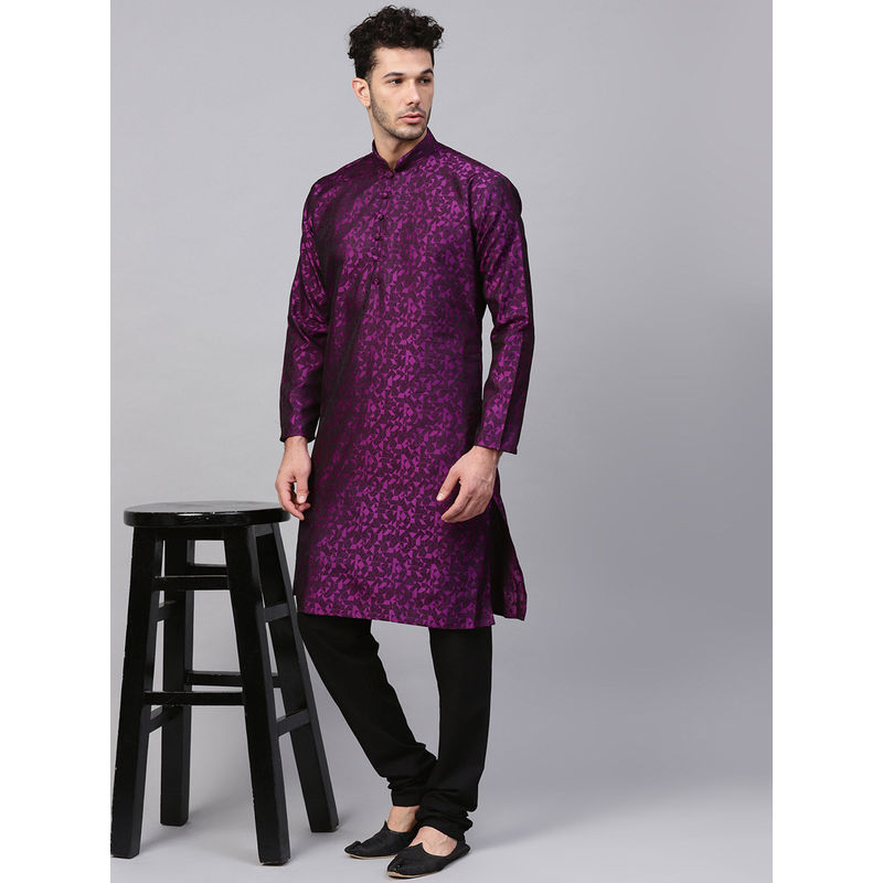 SOJANYA Fancy Dupion Silk Kurta Churidaar Set Para Hombre, Color Rojo, Granate, XX-Large