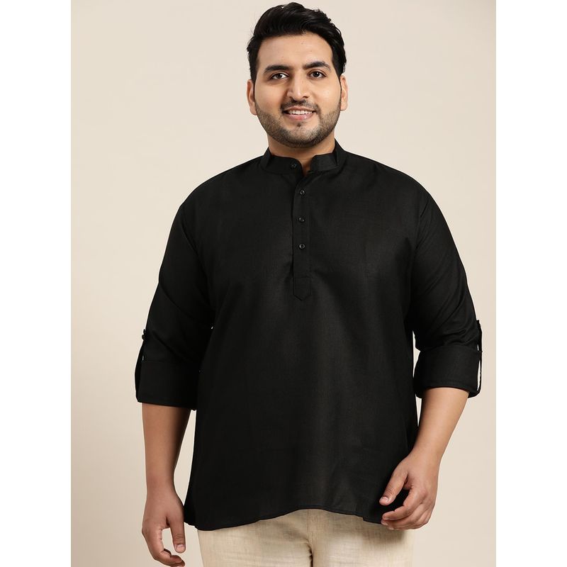 SOJANYA Men Cotton Black Short Kurta (3XL)
