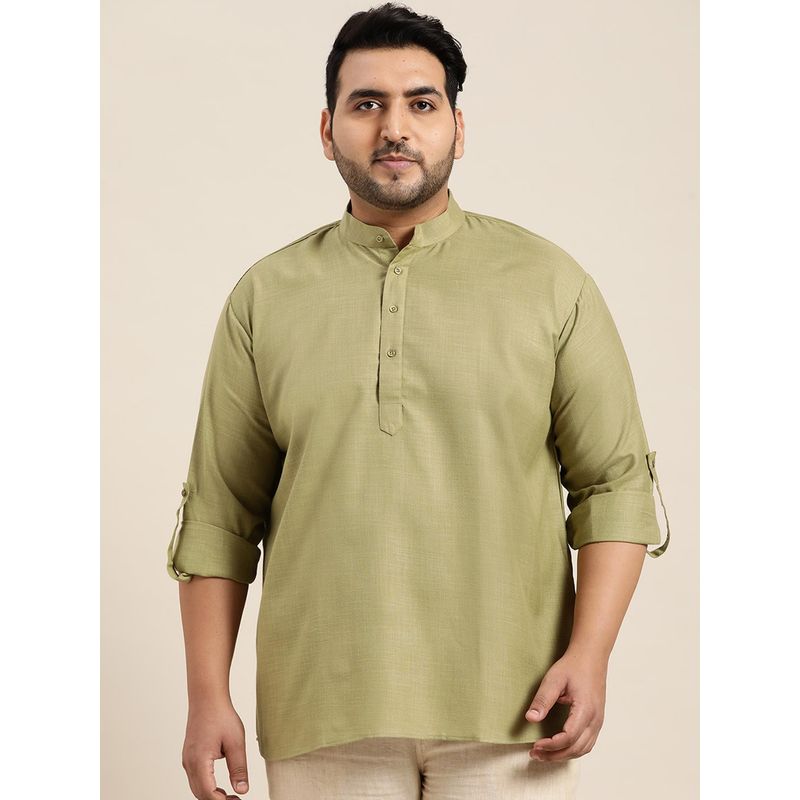 SOJANYA Men Cotton Pista Green Short Kurta (5XL)