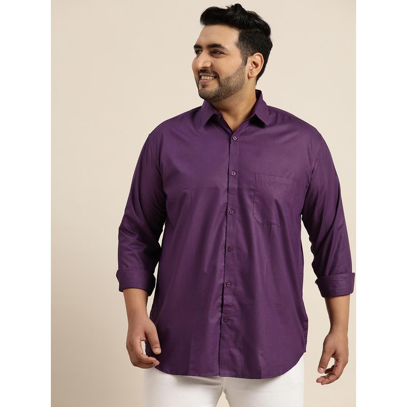 SOJANYA Men Cotton Dark Purple Casual Shirt (44)