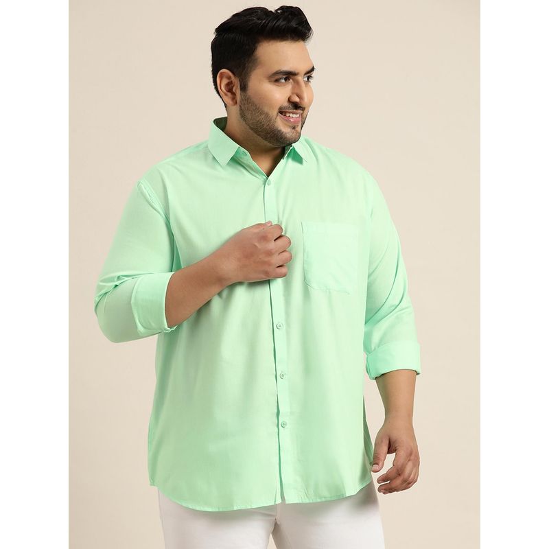 SOJANYA Men Cotton Fluorescent Green Casual Shirt (46)