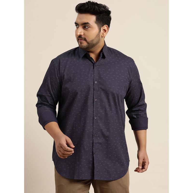 SOJANYA Mens Cotton Navy Blue & Sky Printed Casual Shirt (48)