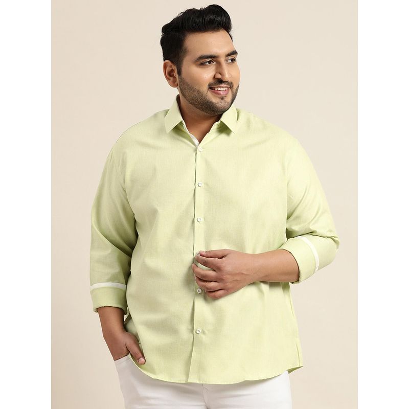 SOJANYA Men Cotton Linen Lime Green Casual Shirt (46)