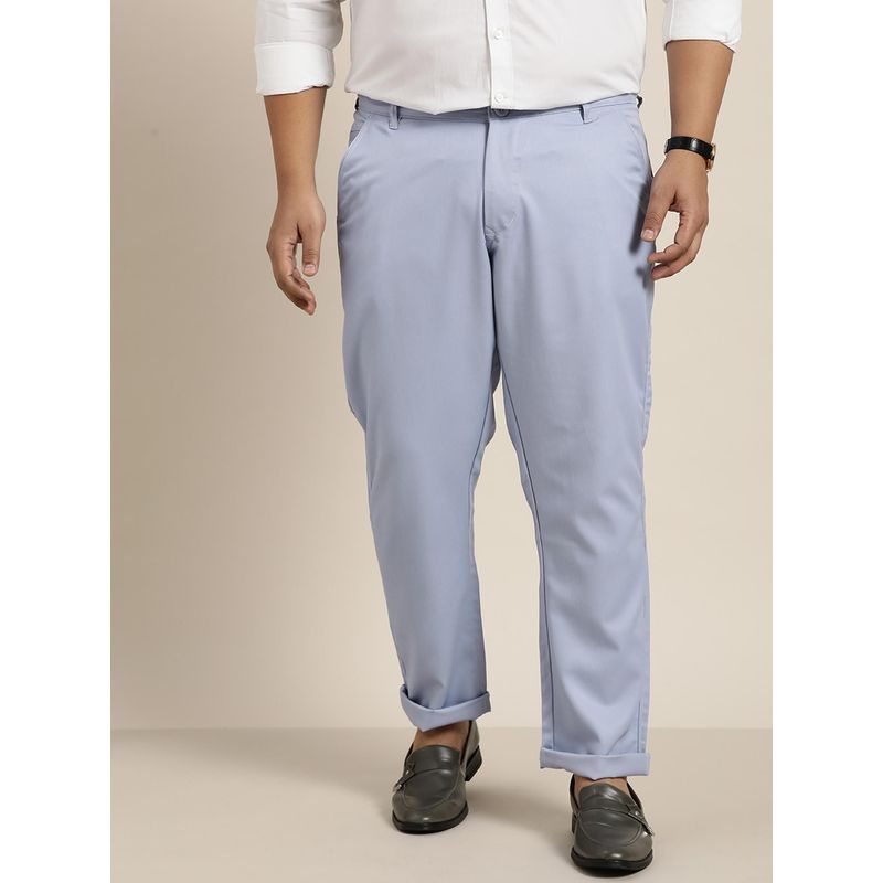 SOJANYA Men Cotton Blend Blue Solid Trousers (42)