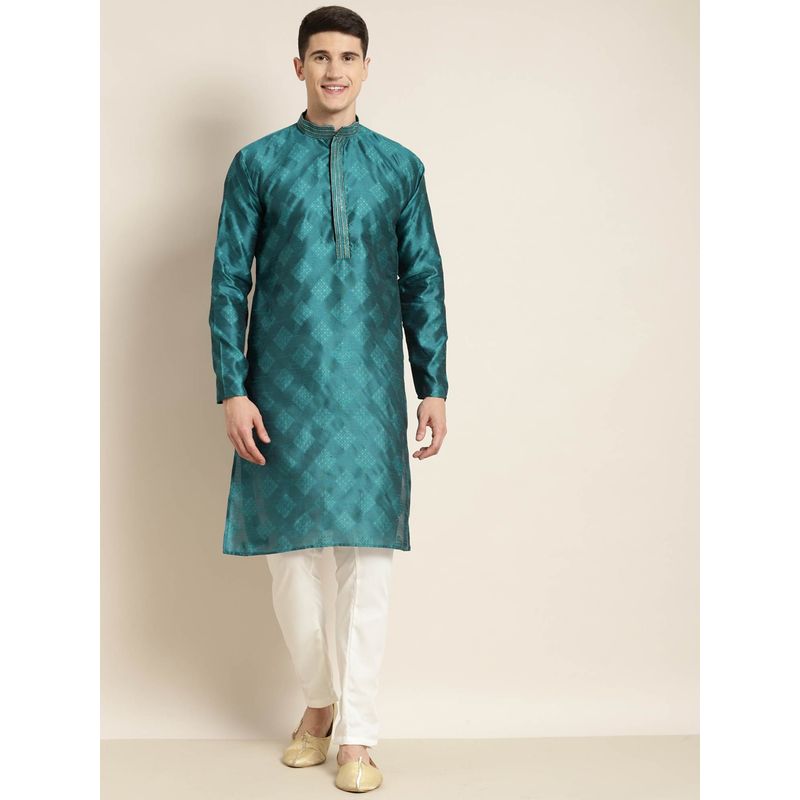 Buy Faded Pink Self Design Kurta Pajama Online in the USA
