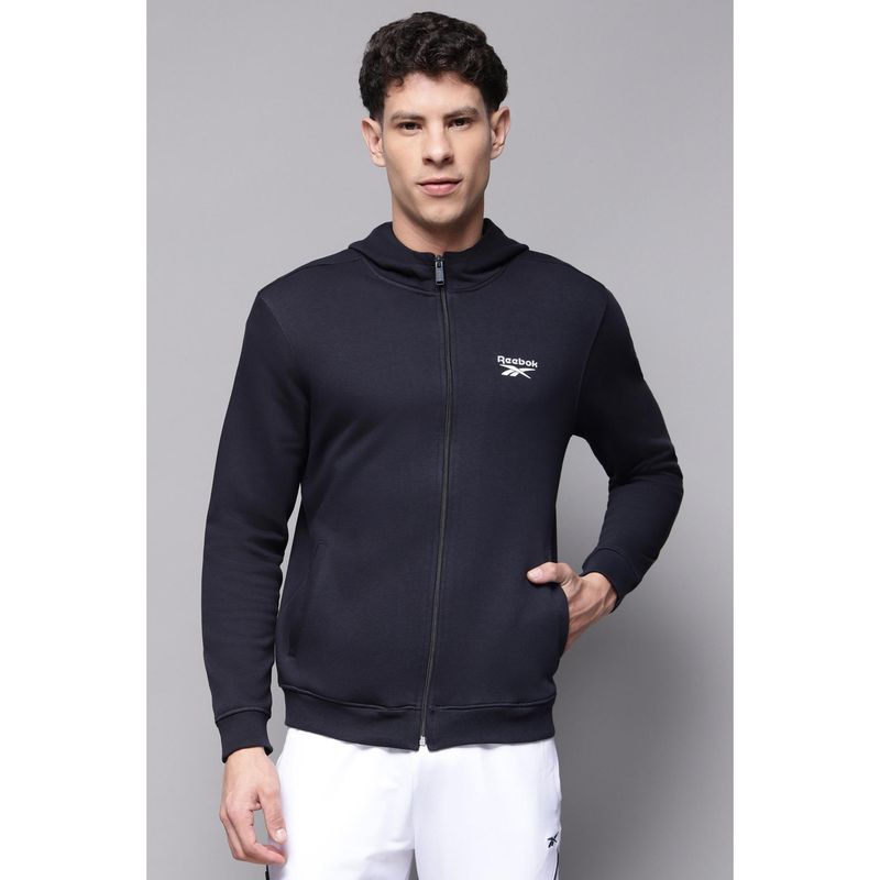Reebok Navy Men Zipper Hoodie (M)