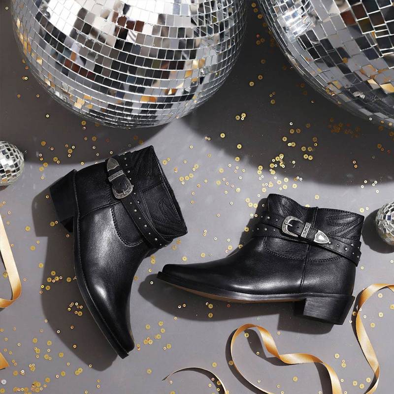 Saint G Solid Black Leather Slip On Ankle Boots (EURO 36)