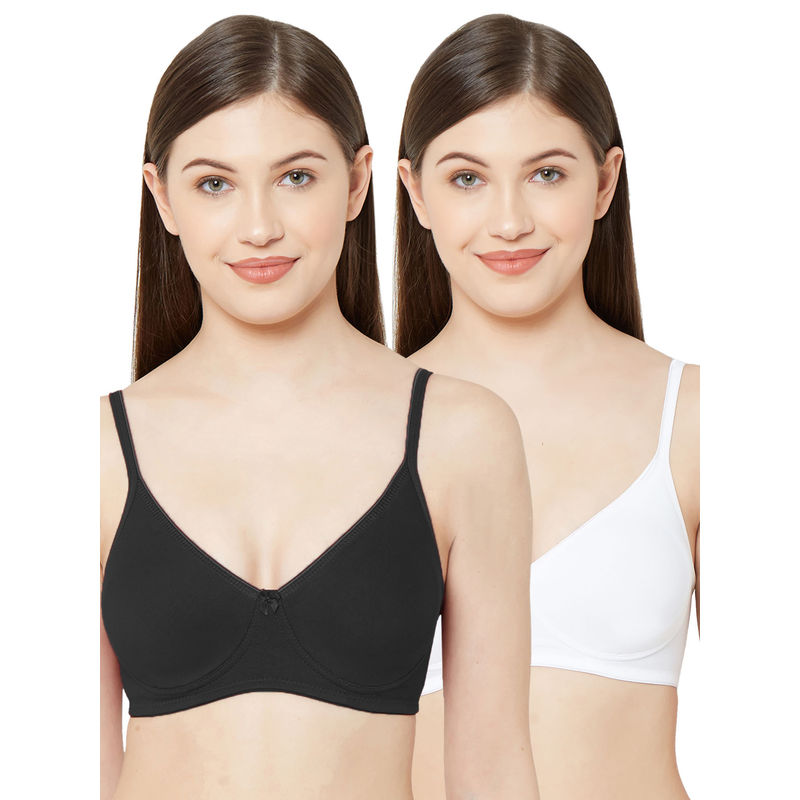 Juliet Womens Non Padded Non Wired Bra Combo 1025 Black White (32B)