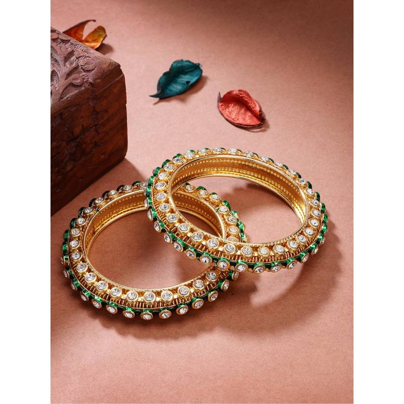 Gahan Womens Gold Plated Kundan Studded Bangles (Pack of 2) (2.4)