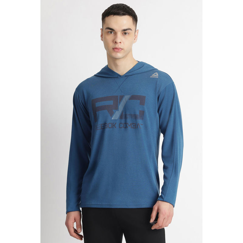 Reebok Men Blue Hoodie (XL)