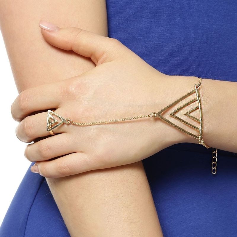 Minimalist Gold plated Bead Chain Ring Bracelet Linked Finger Bracelet and  Ring Connected Hand Harness Bracelets