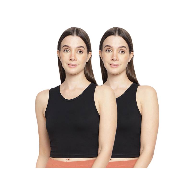 La Intimo Women Black Teeny Weeny Camisoles (Pack of 2) (XS)