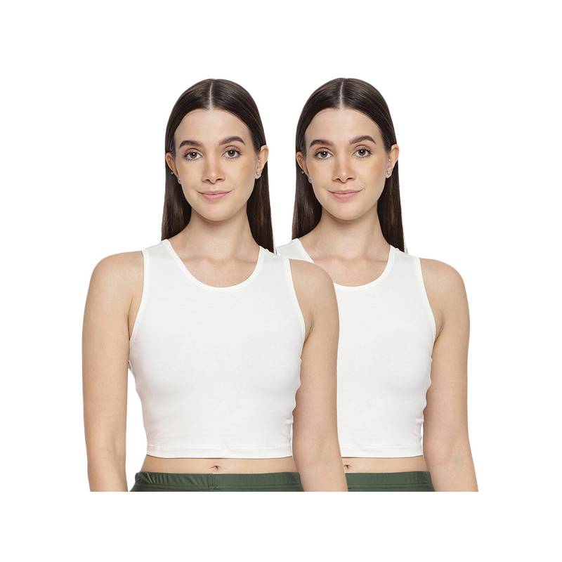 La Intimo Women White Teeny Weeny Camisoles (Pack of 2) (XS)