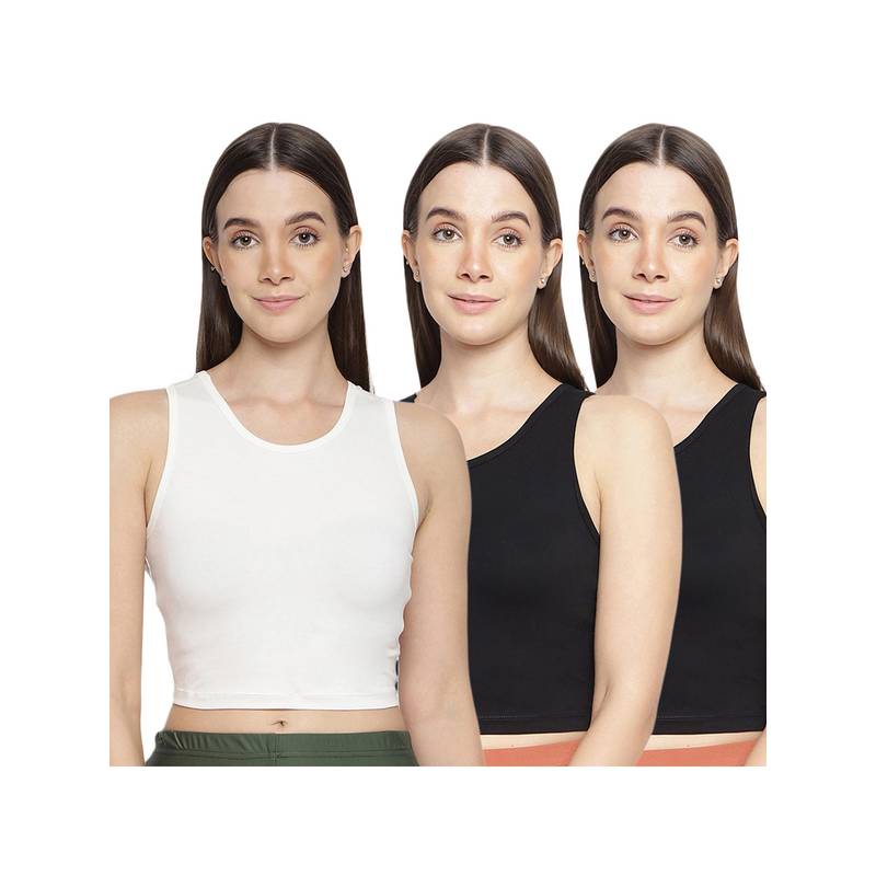 La Intimo Women Black and White Teeny Weeny Camisoles (Pack of 3) (XS)