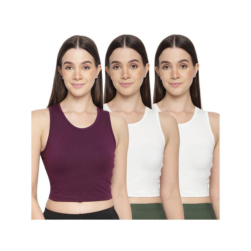 La Intimo Women Wine and White Teeny Weeny Camisoles (Pack of 3) (XS)