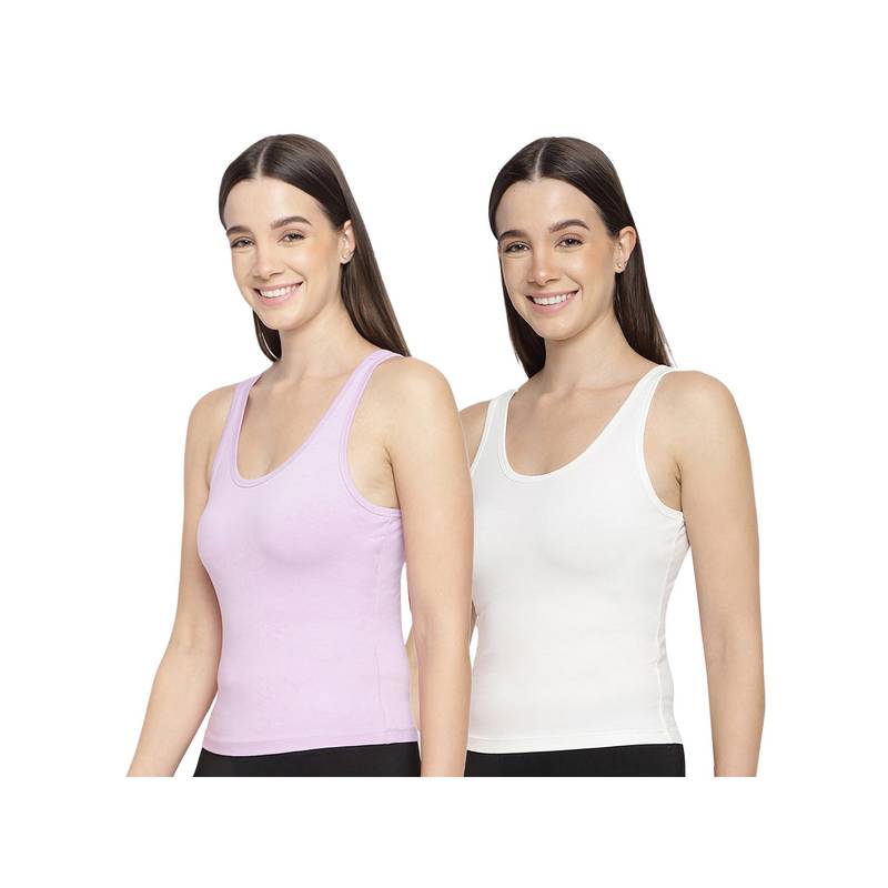 La Intimo Women Lavender and White Playful Dreamer Camisoles (Pack of 2) (XS)