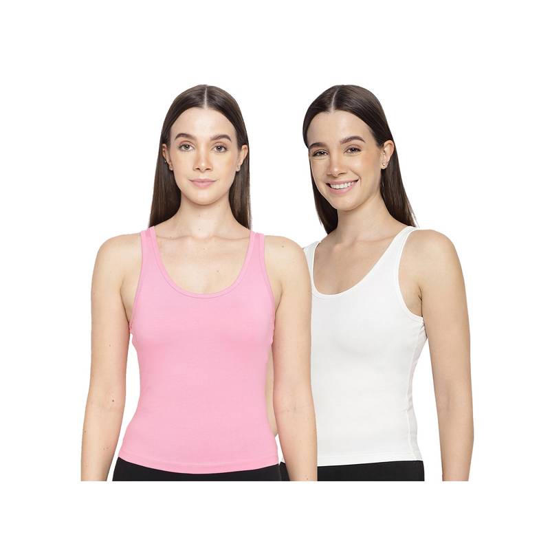 La Intimo Women Pink and White Playful Dreamer Camisoles (Pack of 2) (XS)