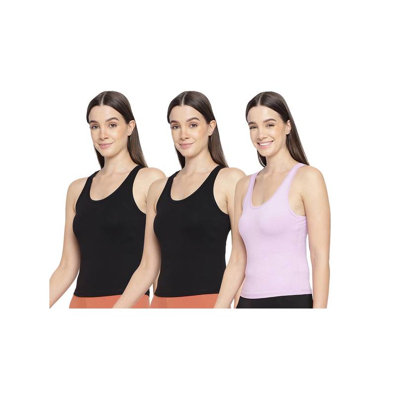 La Intimo Women Lavender and Black Playful Dreamer Camisoles (Pack of 3) (XS)