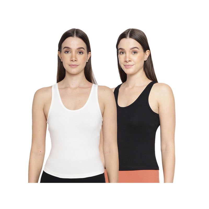 La Intimo Women Black and White Inner Prankster Camisoles (Pack of 2) (XS)