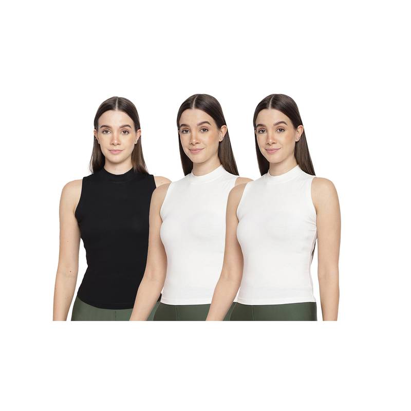 La Intimo Women White and Black Bold Babe Camisoles (Pack of 3) (XS)