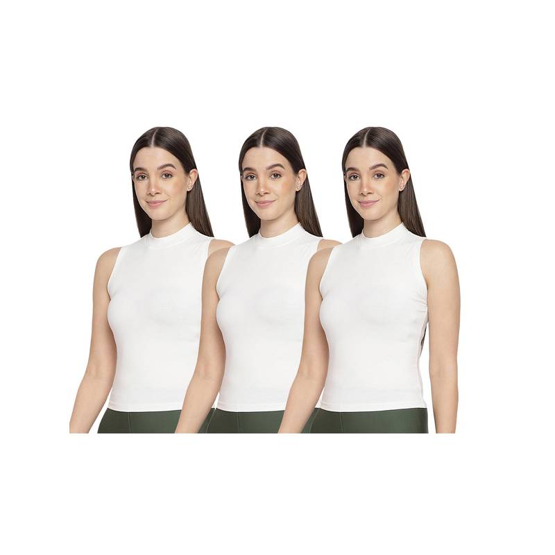 La Intimo Women White Bold Babe Camisoles (Pack of 3) (L)