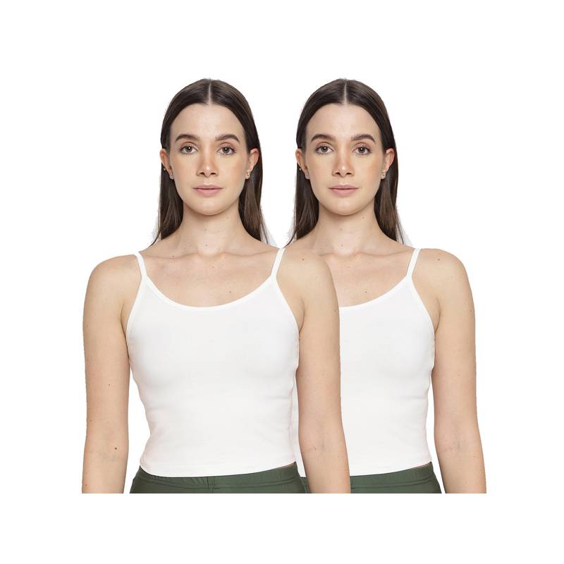 La Intimo Women White Forever Beauty Camisoles (Pack of 2) (XS)