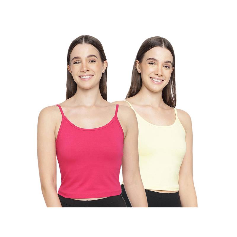 La Intimo Women Pink and Yellow Forever Beauty Camisoles (Pack of 2) (XS)