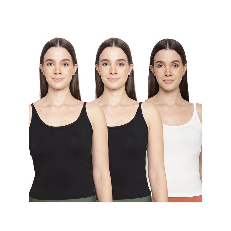 La Intimo Women Black and White Timeless Style Camisoles (Pack of 3) (M)