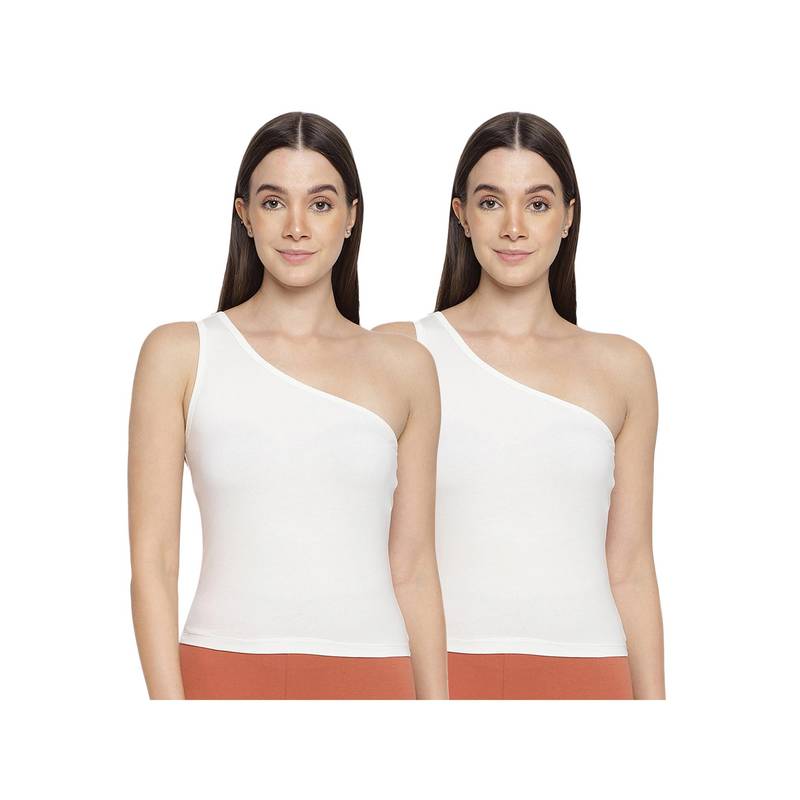 La Intimo Women White Eased Elegance Camisoles (Pack of 2) (XS)