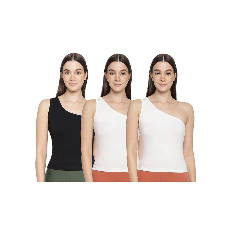 La Intimo Women White and Black Eased Elegance Camisoles (Pack of 3) (XS)