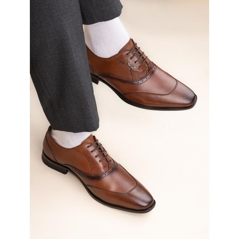 Alberto Torresi Genuine Leather Tan Lace Up Formal Oxford Shoes for Men (EURO 44)