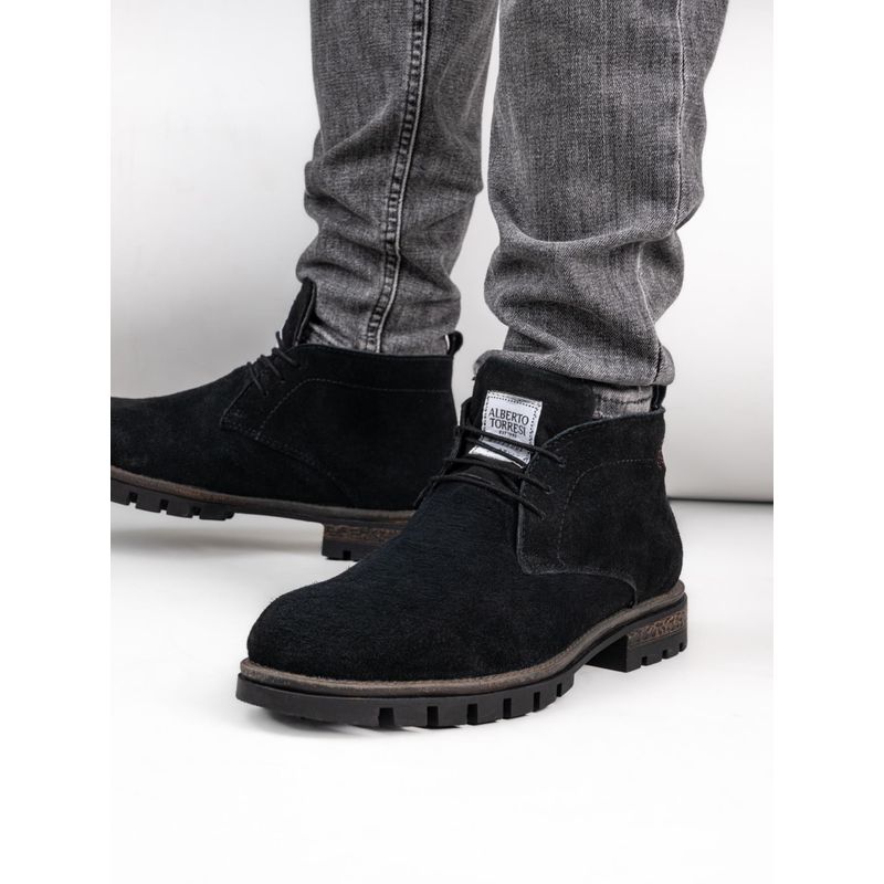 Alberto Torresi HEADON Series Devl559 Genuine Suede Mid Top Black Chukka Boots (EURO 41)