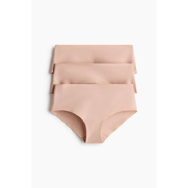 H&M Women Beige 3-Pack Invisible Hipster Briefs (XS)