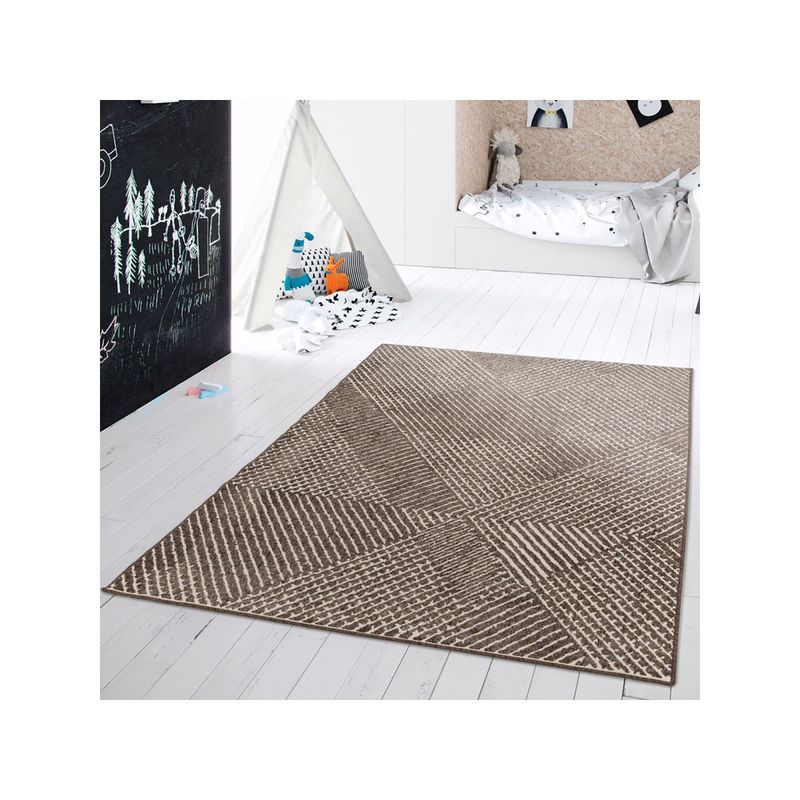 OBSESSIONS Anti Static Super Soft Striped Carpet, Brown (4 x 6 Feet)