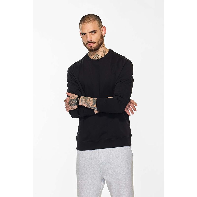 Snitch Men Black Solid Sweater (S)