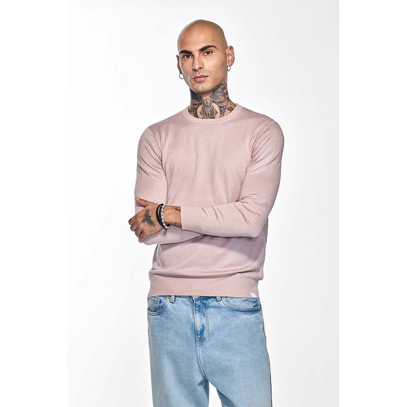 Snitch Men Pink Solid Sweater (L)