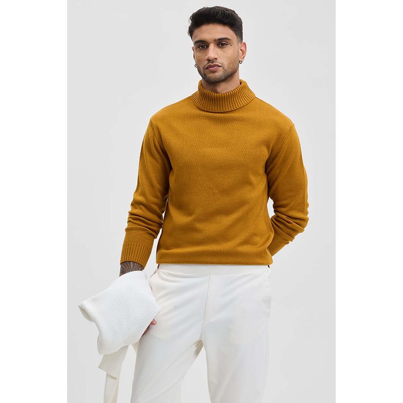 Snitch Men Mustard Solid Sweater (2XL)