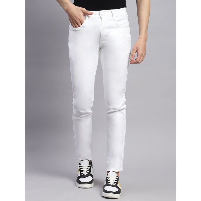 Monte Carlo Mens White Light Wash Cotton Blend Skinny Fit Casual Jeans (38)