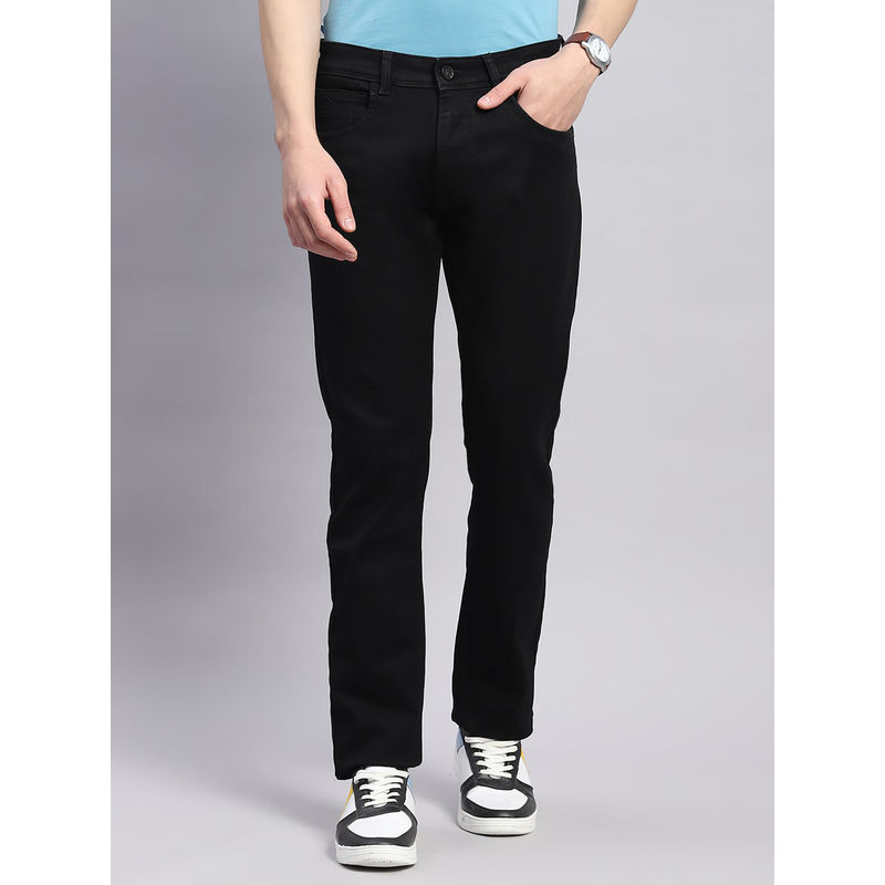 Monte Carlo Mens Black Light Wash Cotton Blend Straight Fit Casual Jeans (34)