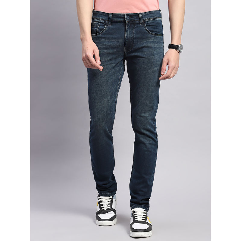 Monte Carlo Mens Blue Light Wash Cotton Blend Ankle Fit Casual Jeans (38)