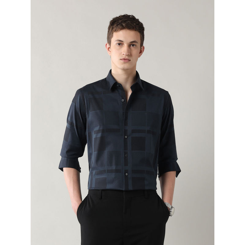 Arrow Newyork Navy Blue Men's Manhattan Slim Fit Pattern Shirt (42)
