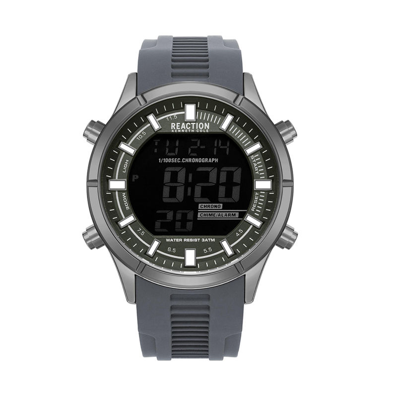 Reaction Kenneth Cole Digital Green Silicone Strap Watch for Mens KRWGP9006302