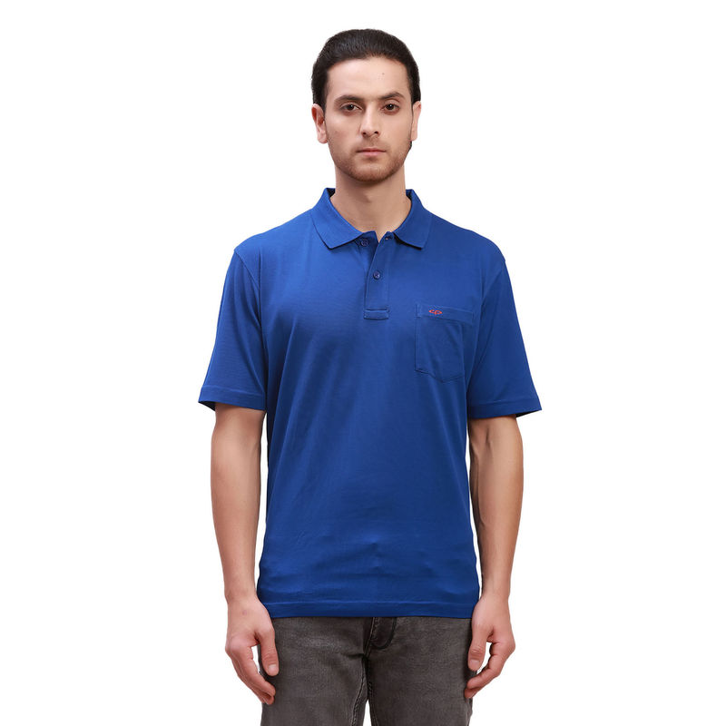 ColorPlus Classic Fit Solid Dark Blue Polo T-Shirt (M)