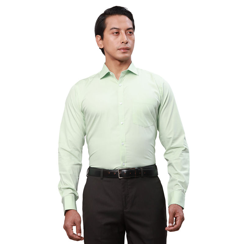 Park Avenue Slim Fit Solid Medium Green Shirt (46)