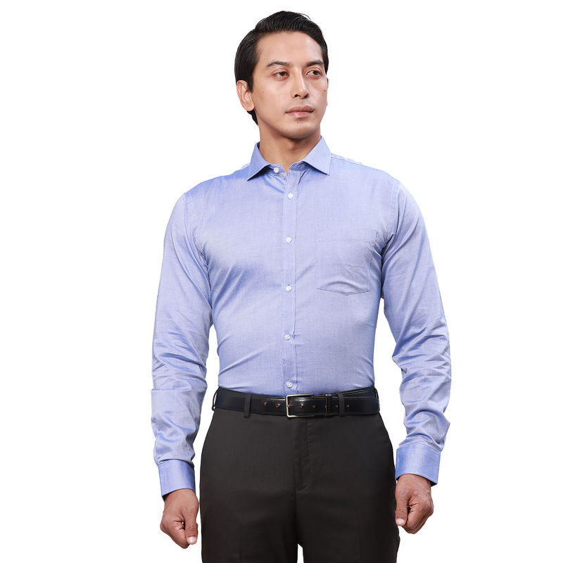 Park Avenue Slim Fit Textured Light Blue Shirt (39)