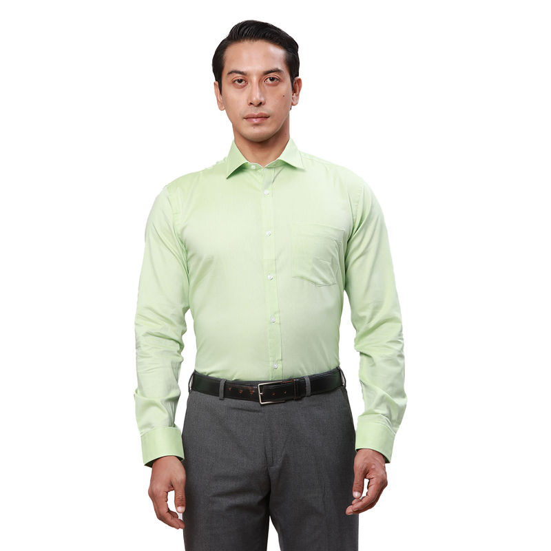 Park Avenue Slim Fit Textured Green Shirt (39)